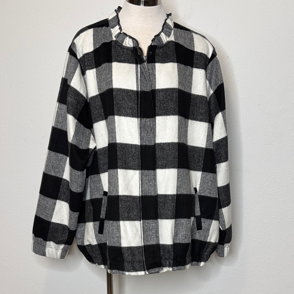 CJ Banks size 3X Black and White Checkered Jacket